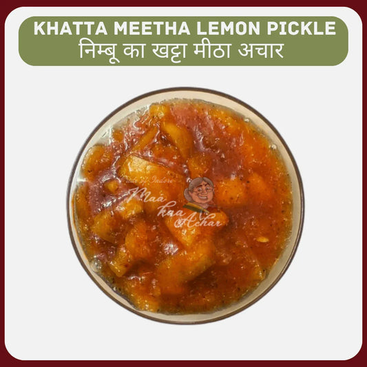 Home Made Khatta Meetha Lemon Pickle (Khatta Meetha Nimbu Ka Achar) - Maa Kaa Achar