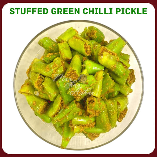Stuffed Green Chilli Pickle (Bharwa Hari Mirch Kaa Achar) - Maa Kaa Achar
