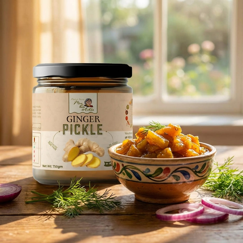 Home Made Ginger Pickle (Adrak Ka Achar) - Maa Kaa Achar