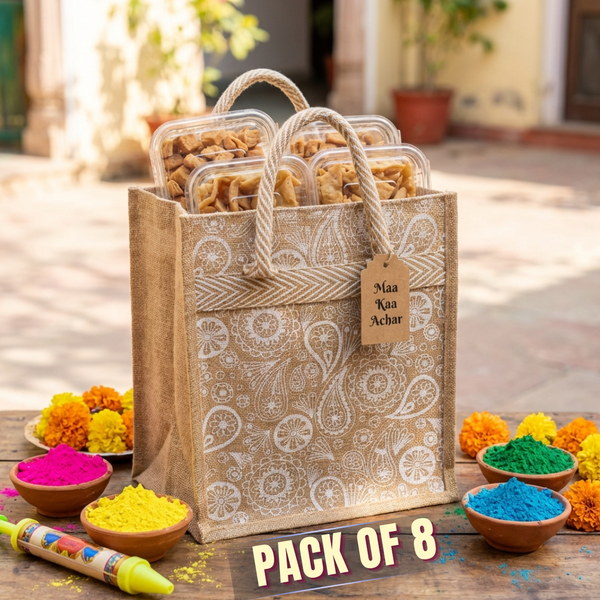 Holi Celebration Premium Hamper 8 Packs  – Traditional Sweets, Namkeen,Snacks - Maa Kaa Achar