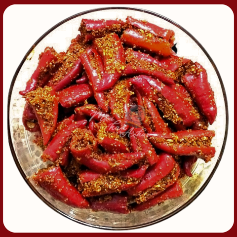 Home Made Stuffed Red Chilli Pickle (Bharwa Lal Mirch ka Achar)