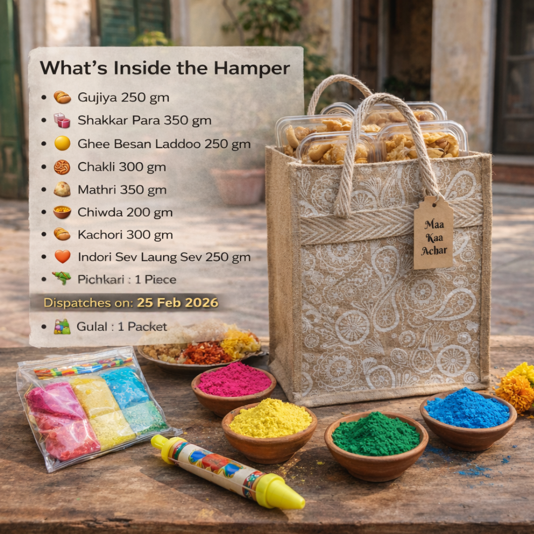 Holi Celebration Premium Hamper 8 Packs  – Traditional Sweets, Namkeen,Snacks - Maa Kaa Achar
