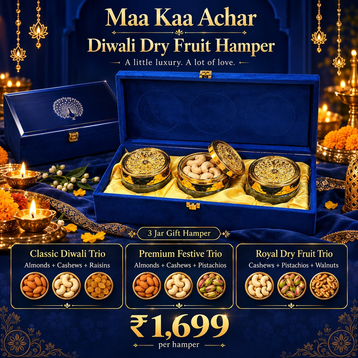 Royal Duo – 3 Jar Dry Fruit Hamper