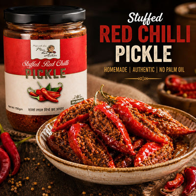Stuffed Red Chilli Pickle (Bharwa Lal Mirch)