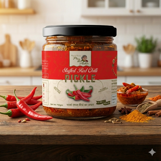 Stuffed Red Chilli Pickle (Bharwa Lal Mirch)