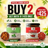 "Spicy and tangy combo pack - Mango Pickle and Red Chilli Pickle pack of 2 by Maa Kaa Achar"
