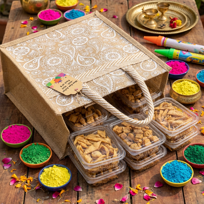 Holi Celebration Premium Hamper 8 Packs  – Traditional Sweets, Namkeen,Snacks - Maa Kaa Achar