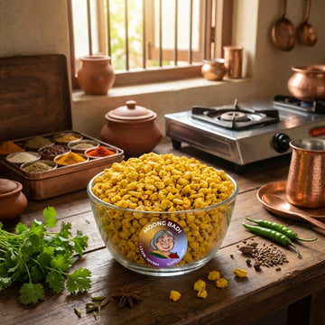 homemade moong badi sun dried lentil nuggets Maa Kaa Achar for sabzi and curry