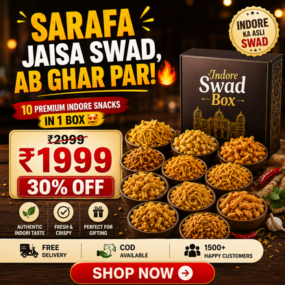 "Indore Swad Box 10 in 1 Namkeen and Snack Combo - Premium Indian snack gift pack by Maa Kaa Achar"