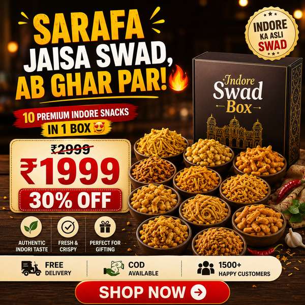 "Indore Swad Box 10 in 1 Namkeen and Snack Combo - Premium Indian snack gift pack by Maa Kaa Achar"