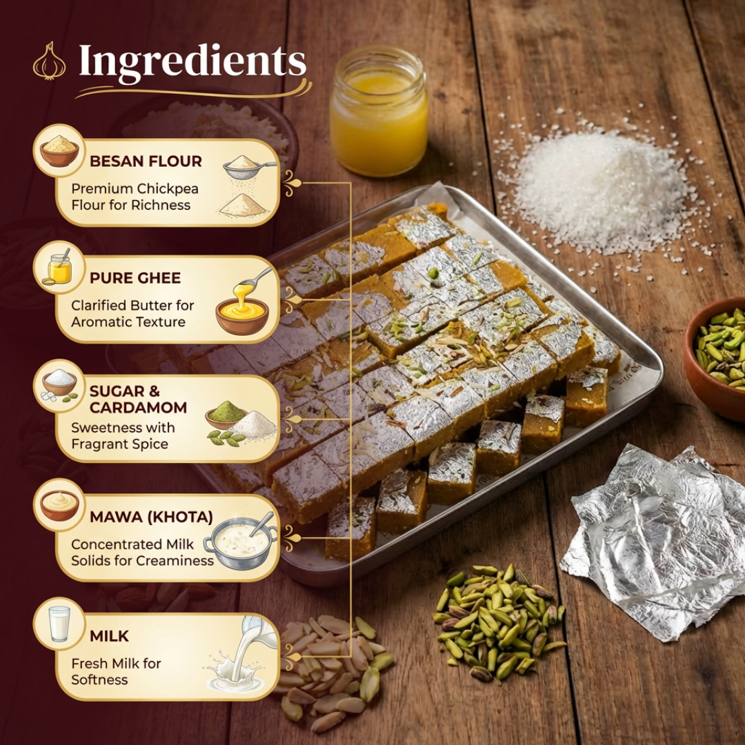 Holi Special Mohanthal – Traditional Desi Ghee Besan Sweet - Maa Kaa Achar