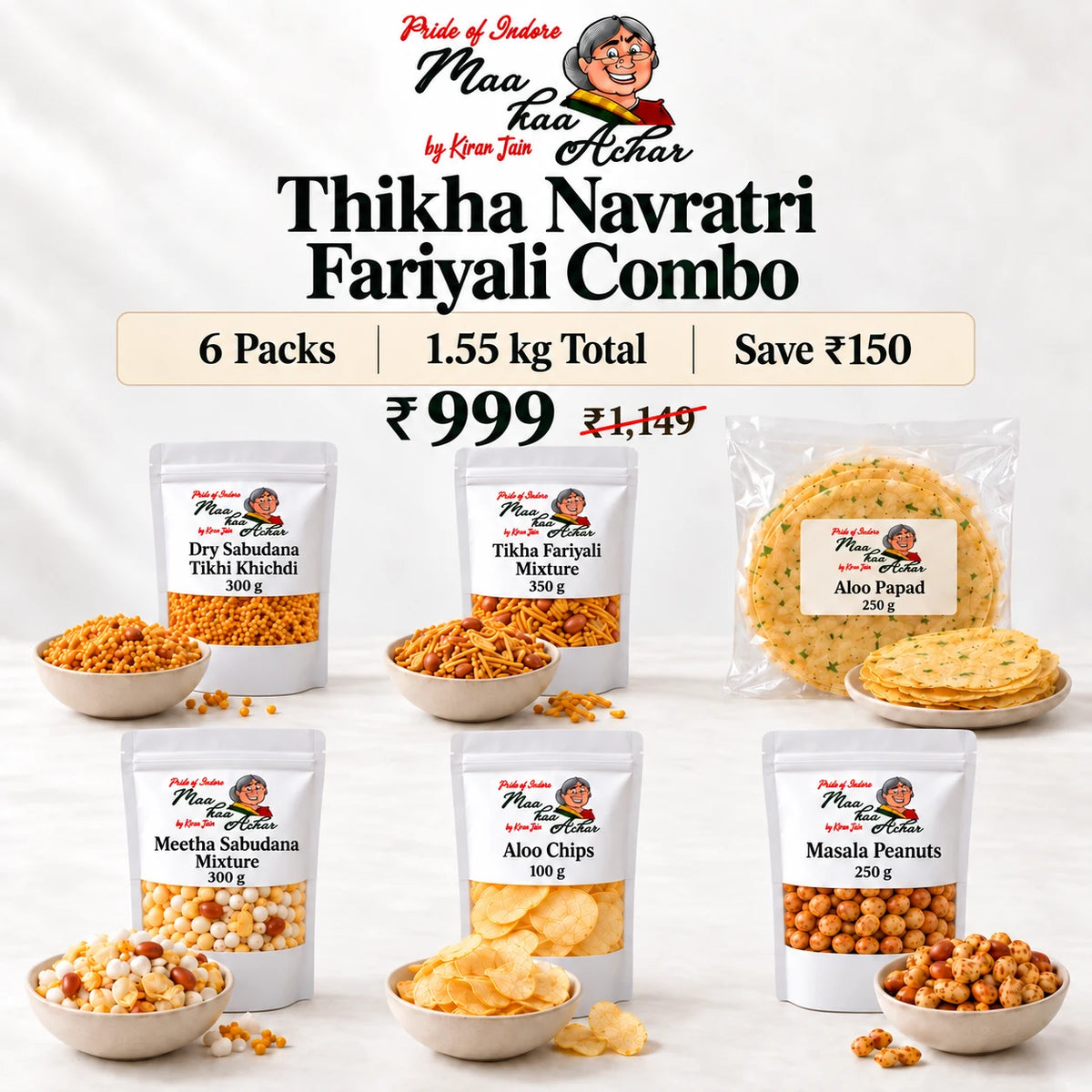 Thikha Navratri Fariyali Combo – 6 Packs, 1.55 kg