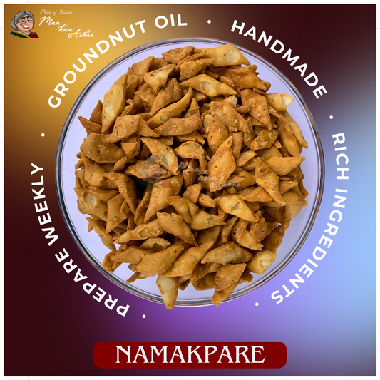 namakpara served with chai crispy Indian snack Maa Kaa Achar