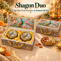 Shagun Duo – 2 Jar Dry Fruit Hamper in Printed Gift Box