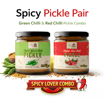 spicy pickle bundle Maa Kaa Achar green chili and red chili pickles homemade Indian achar