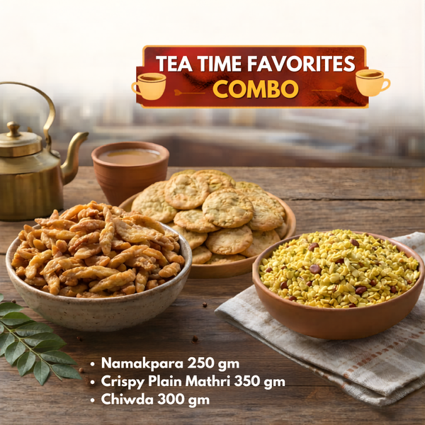 tea time snack combo Maa Kaa Achar mathri namkeen chiwda perfect with evening chai