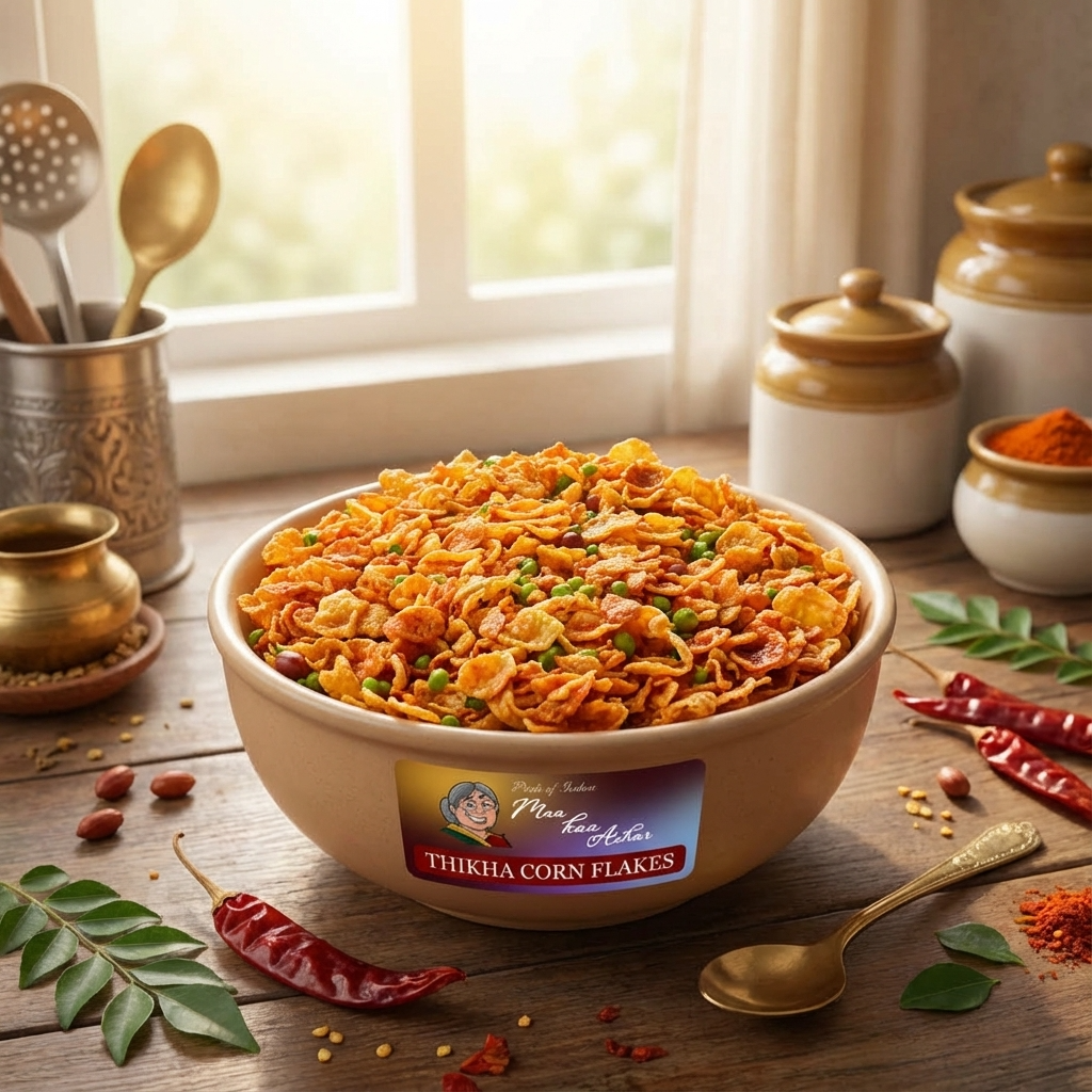 Theekha Corn Flakes – Spicy Masala Cornflakes Mixture - Maa Kaa Achar